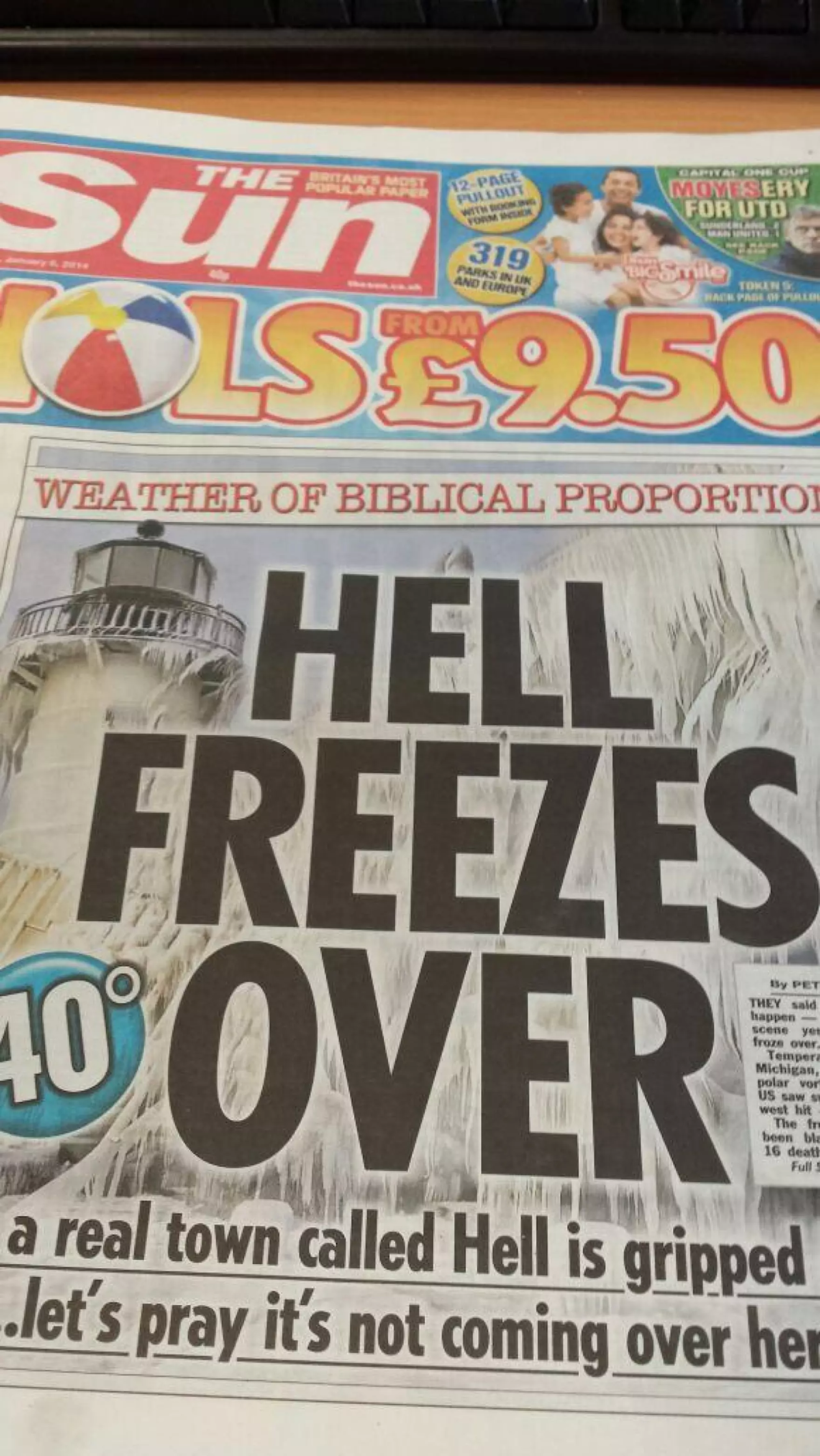 Article declaring hell freezing over