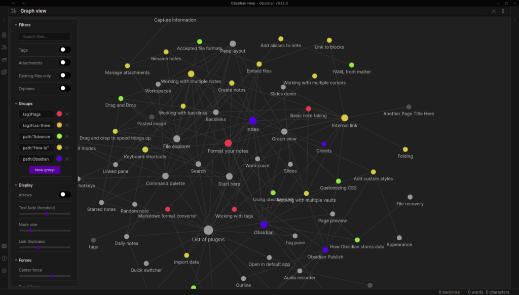 Obsidian.md mind map example
