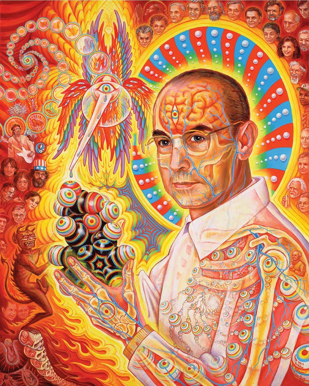 Astral Albert Hoffman examines molecule of LSD