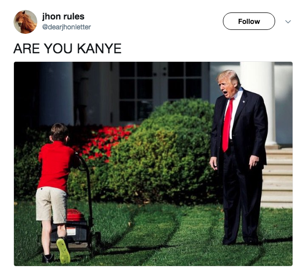 Tweet of Trump not knowing who is mowning whitehouse lawn